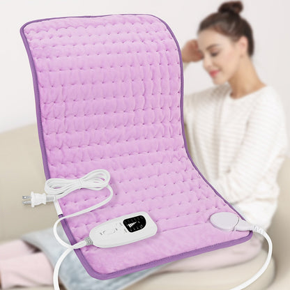 Coussin chauffant extra large 60 cm x 30 cm pour le dos, le cou et les épaules – 6 réglages de chaleur, arrêt automatique, utilisation humide/sèche, flanelle lavable, cadeau idéal