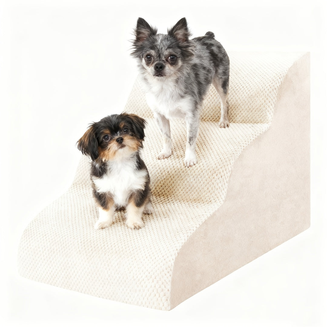 NIUBYA Escaliers pour chiens extra larges pour petits chiens – Marches pour animaux en mousse haute densité, fond antidérapant, rampe rembourrée douce pour lits hauts, canapés et divans, idéal pour les chiens âgés ou blessés, polypropylène, compact