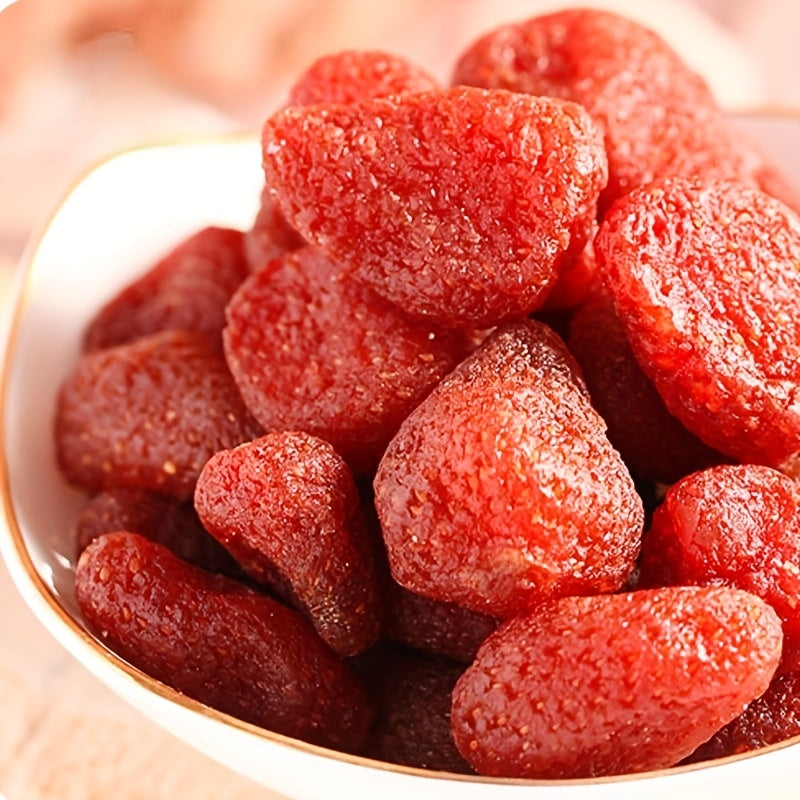 Fraises séchées en collation, lot de 3 sachets, faible teneur en sucre, fruit naturel sans gluten, pour fêtes de bureau et vacances