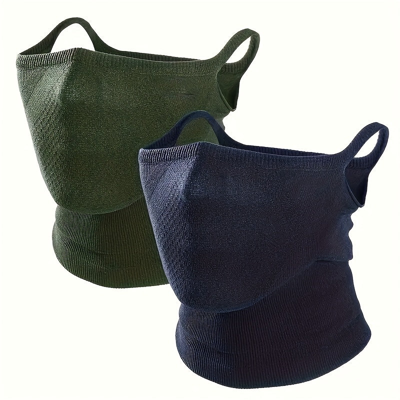 Lot de 2 masques demi-visage et cache-cou géométriques respirants pour hommes et femmes – Design unisexe avec crochets d'oreilles pour le vélo, la randonnée, la course, le ski et le cosplay, tour de cou pour sport en plein air