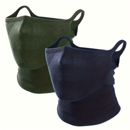 Lot de 2 masques demi-visage et cache-cou géométriques respirants pour hommes et femmes – Design unisexe avec crochets d'oreilles pour le vélo, la randonnée, la course, le ski et le cosplay, tour de cou pour sport en plein air