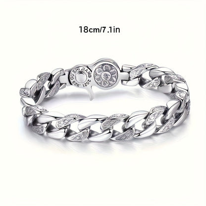 Bracelet homme en argent sterling 925 – Design à maillons classique, disponible en 3 tailles : 18 cm, 20 cm, 22 cm. Bijou à porter au quotidien, idéal comme cadeau pour hommes, famille et amis.
