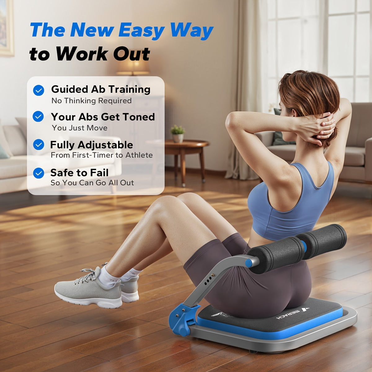 Appareil d'entraînement abdominal multifonction pour salle de sport à domicile – Équipement de renforcement du tronc, d'amincissement de la taille et de travail des abdominaux pour hommes et femmes – Rouge et bleu