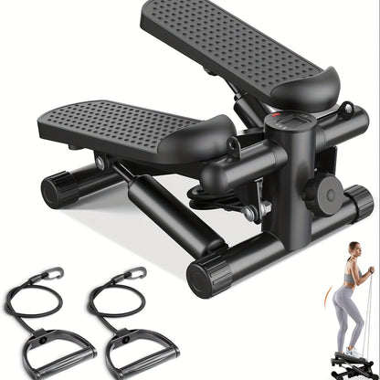 Mini stepper d'exercice avec bandes de résistance, appareil de fitness compact à mouvement rotatif pour entraînement complet, capacité de 136 kg, équipement de gym à domicile portable pour la perte de poids et le cardio - Noir, argent, orange, bleu