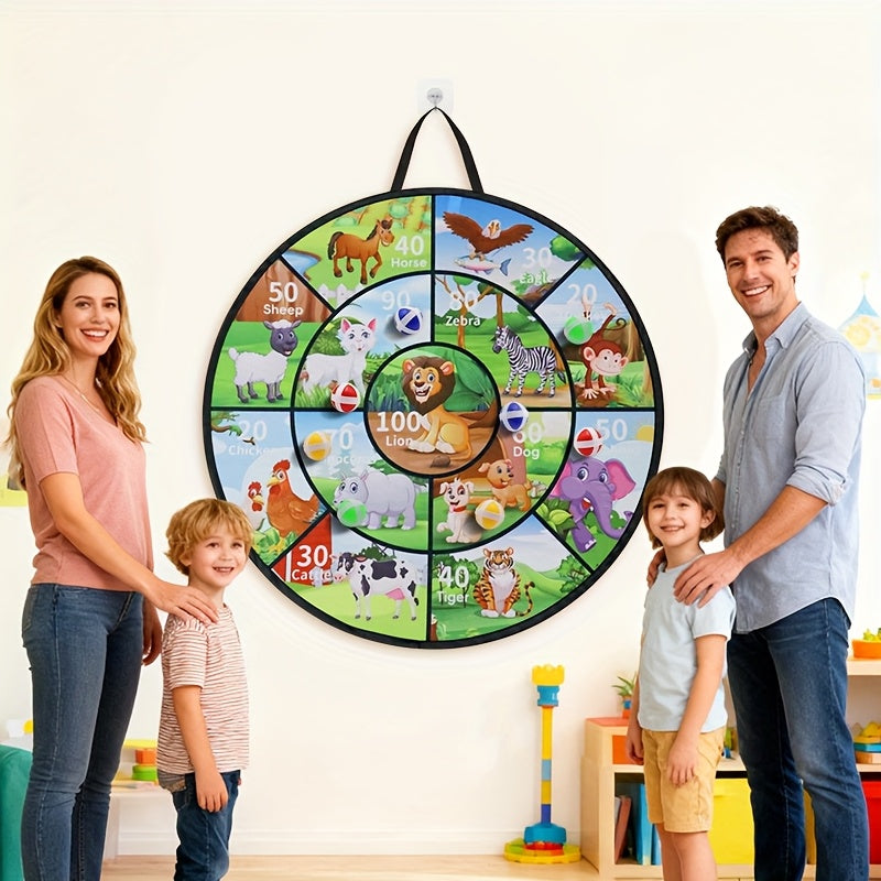 Jeu de cible à balles scratch pour enfants de 74 cm avec 12 balles - Grande cible animale double face pour activités intérieures et extérieures, jeu de fête pour garçons et filles, cadeau amusant pour l'été, un anniversaire, Noël ou Halloween