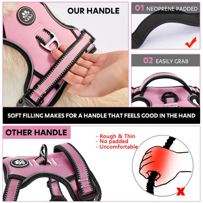 Ensemble harnais anti-traction pour chien avec laisse rétractable, ceinture de sécurité et collier – Harnais gilet entièrement réfléchissant, réglable et respirant avec poignée pour petits et grands chiens, tailles XS–XL