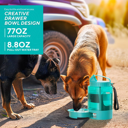 Gourde portable pour chien de 2,2 L avec bol pliable intégré, grande capacité, anti-fuite, idéale pour les voyages, la randonnée, le camping, le parc, pour chiens de toutes tailles