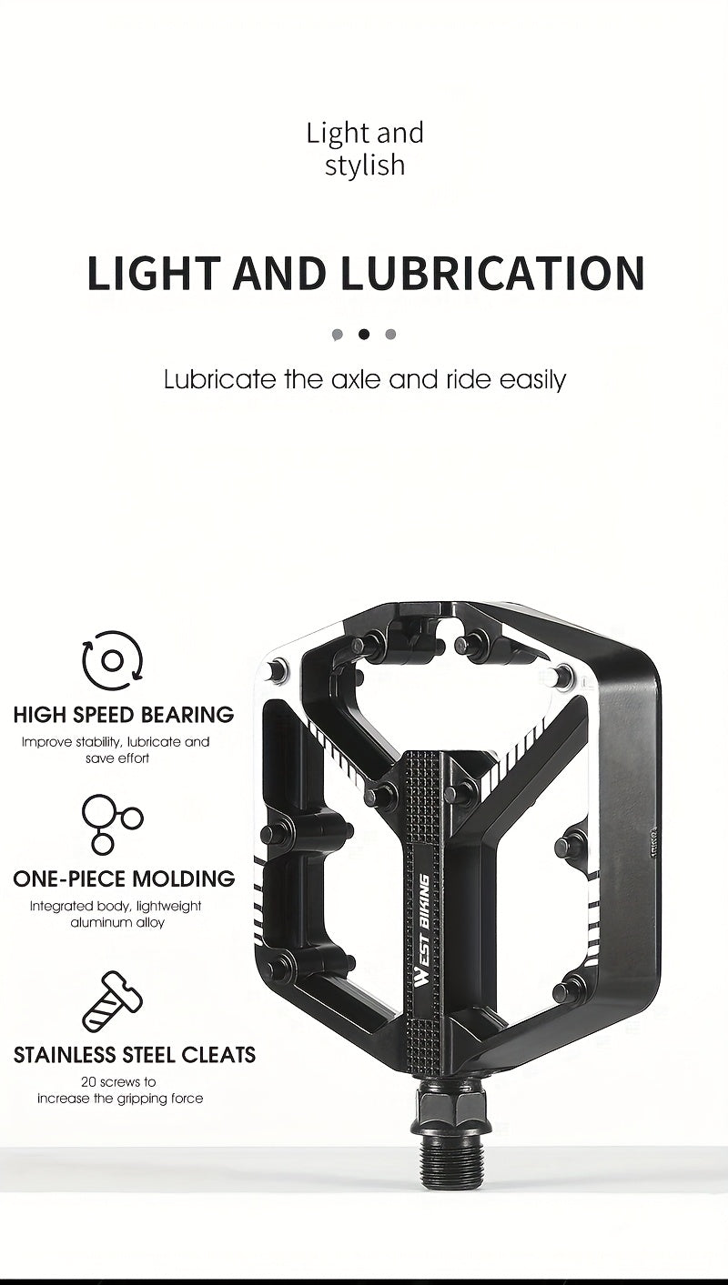 Pédales de vélo en alliage d'aluminium à 3 roulements, antidérapantes et légères, avec douille hexagonale pour VTT et vélos de route – Installation facile, accessoires de cyclisme durables multicolores, 1 paire