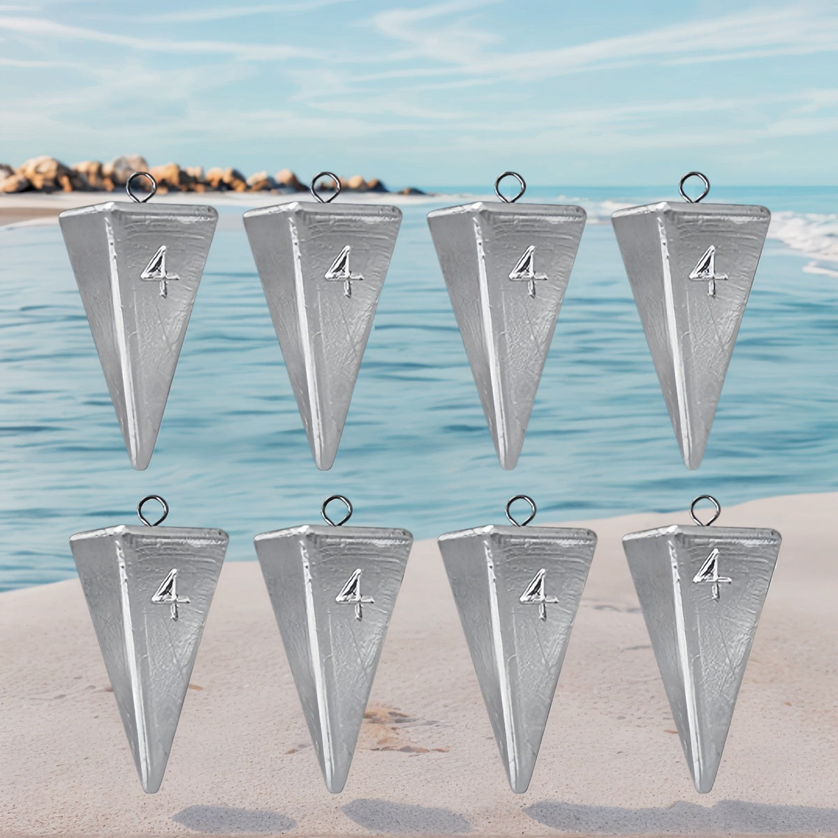 Plombs pyramides pour la pêche – Poids pour la pêche en surfcasting en eau douce et salée, excellente tenue dans le courant, tailles de 1 oz à 10 oz, lot de pêche polyvalent pour pompano, bar, tambour et plus