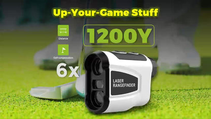Télémètre laser de golf 1200 yards – Grossissement 6,5x, compensation de pente, verrouillage de drapeau HD, anti-vibration, rechargeable par USB, télémètre de golf haute précision à positionnement rapide, design élégant blanc