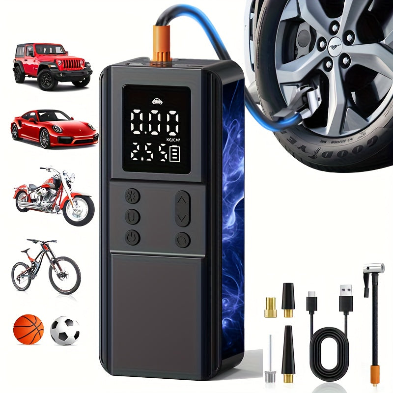 Compresseur d'air portable pour pneus de voiture, vélo, moto et ballons, manomètre numérique, arrêt automatique, versions USB et allume-cigare disponibles