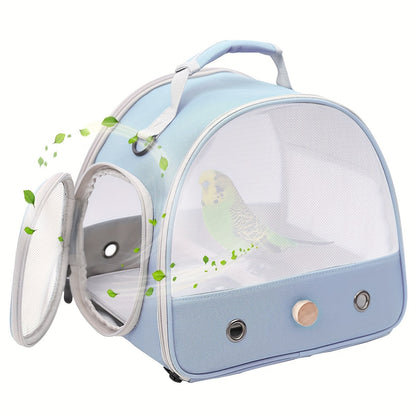 Foldable Bird Travel Cage Carrier for Parakeets Budgies Cockatiels Conures & Parrots – Compact Transport Case with Perch & Soft Mat Airline Approved for Vet Trips & Outdoor Adventures