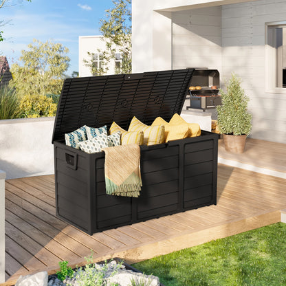 Coffre de rangement extérieur en résine de 284 litres avec poignées pour accessoires de piscine, outils de jardin et équipement de camping