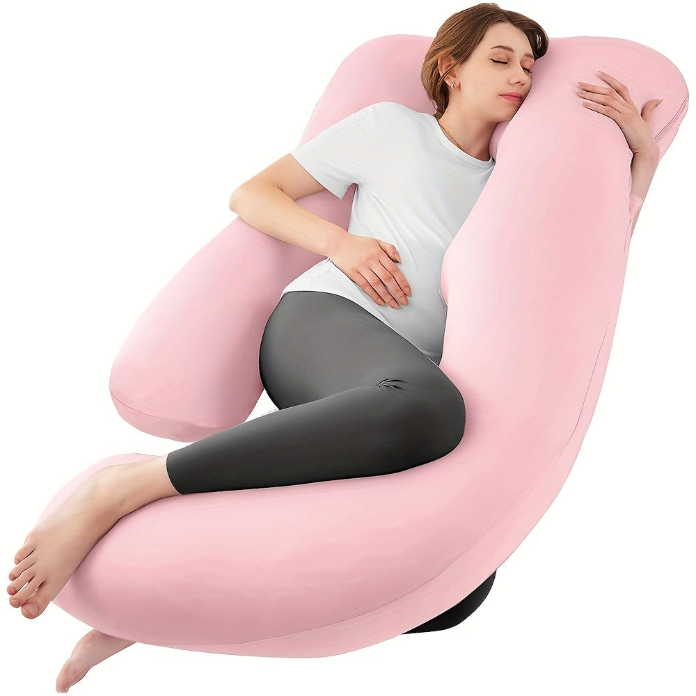 Oreiller de maternité en forme de J, coussin de grossesse corps entier avec taie d'oreiller – soutien du dos, des jambes et du ventre pour un sommeil réparateur, tailles 41" et 60", coloris et tissus variés, idéal comme cadeau de naissance