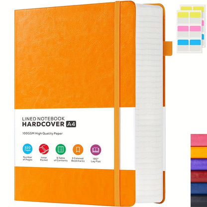 Carnet à couverture rigide A4 320 pages – Grand journal en cuir ligné pour femmes et hommes, papier épais 100 g/m², carnet ligné 21,6 x 28 cm pour le travail, l'école, les études, l'écriture et les affaires, 6 couleurs