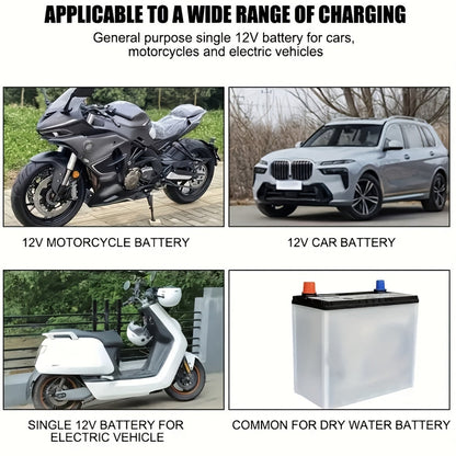 Chargeur et mainteneur de batterie de voiture intelligent 12V, chargeur d'entretien intelligent avec désulfatation et compensation de température pour batteries de 2Ah-100Ah – Compatible avec voiture, camion, moto et tondeuse à gazon