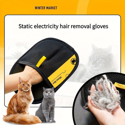 Gant de toilettage pour poils d'animaux - Gant de démêlage statique amélioré pour chiens et chats, 25 x 18 cm, brosse efficace pour enlever les poils et les pellicules des meubles, vêtements et canapés, outil de toilettage réutilisable