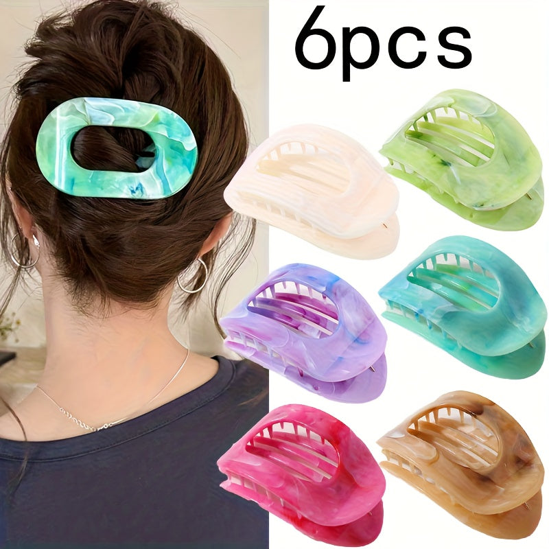 Lot de 5/6 pinces à cheveux requin surdimensionnées – Pinces plates extra-larges antidérapantes pour cheveux épais, plage, fête et usage quotidien, couleurs vives