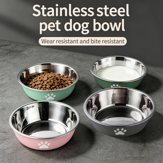 Gamelle pour animaux en acier inoxydable avec base antidérapante – Écuelle colorée à motifs pour la nourriture et l'eau des chiens et chats, bol durable et facile à nettoyer pour animaux de petite, moyenne et grande taille