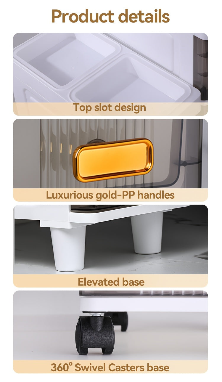 Meuble de rangement fin à roulettes avec tiroirs, organisateur en PP imperméable à 3, 4, 5 ou 6 niveaux pour salle de bain, cuisine, chambre, petits espaces – Tour de rangement étroite