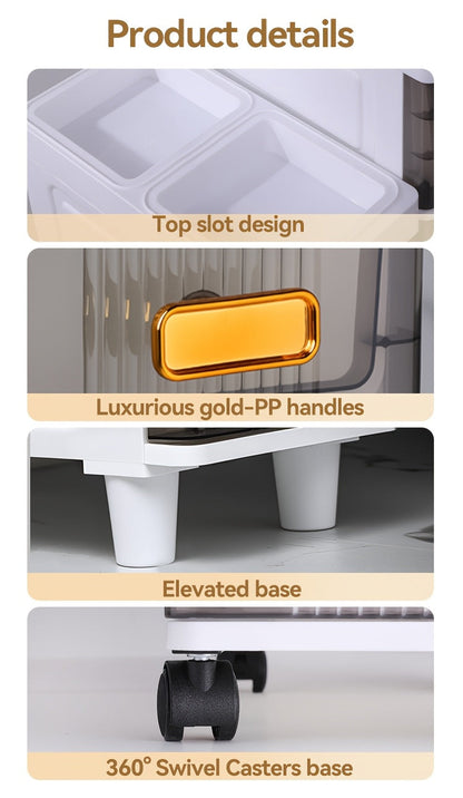 Meuble de rangement fin à roulettes avec tiroirs, organisateur en PP imperméable à 3, 4, 5 ou 6 niveaux pour salle de bain, cuisine, chambre, petits espaces – Tour de rangement étroite