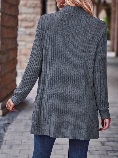 Women's Loose Casual Long Sleeve Blouse Solid Color Pocket Splicing Relaxed Fit Top 10 Colors S-XXL Spring Fall Everyday Wear