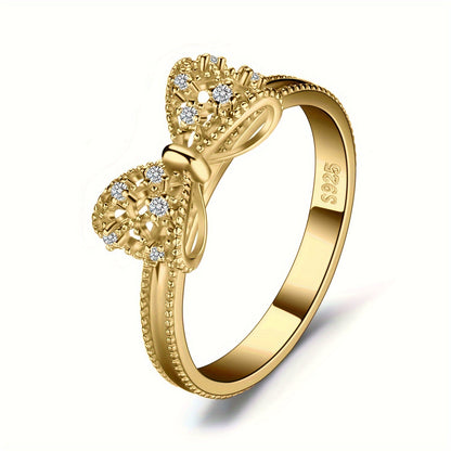 Bague nœud en argent sterling 925 pour femme – Design nœud en zircone cubique étincelant, disponible en finitions argent, or jaune et or rose, bijou délicat et hypoallergénique pour rendez-vous, usage quotidien et cadeaux, tailles 4-10