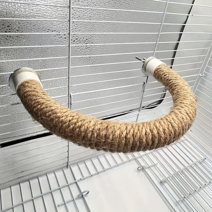 U-Shaped Sisal Rope Bird Perch for Bird Cage - Natural Rope Stand for Parrot Climbing Beak & Nail Grinding - Bird Cage Accessory for Parrots Parakeets Cockatiels Budgies Lovebirds Random Color