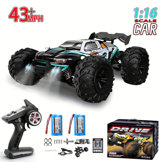 Voiture RC 16101Pro échelle 1/16 4WD moteur sans balais 70 km/h tout-terrain drift racing truck avec télécommande 2,4 GHz, véhicule de course tout-terrain 4x4 – Camion RC haute vitesse avec 2 batteries incluses