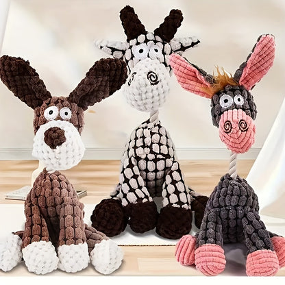 Lot de 6 jouets en peluche grinçants pour chien – Ensemble de jouets à mâcher et de dentition en forme d'animaux mignons, jouets interactifs en peluche pour petits et moyens chiens, soulagement de l'anxiété et nettoyage des dents, sûrs et durables