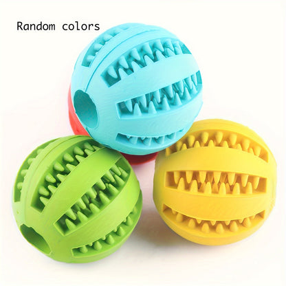 Balle distributrice de friandises pour chiens et chats – Jouet puzzle interactif à alimentation lente pour stimulation mentale, nettoyage des dents et entraînement à la morsure, balle éducative, 2 tailles, couleurs aléatoires