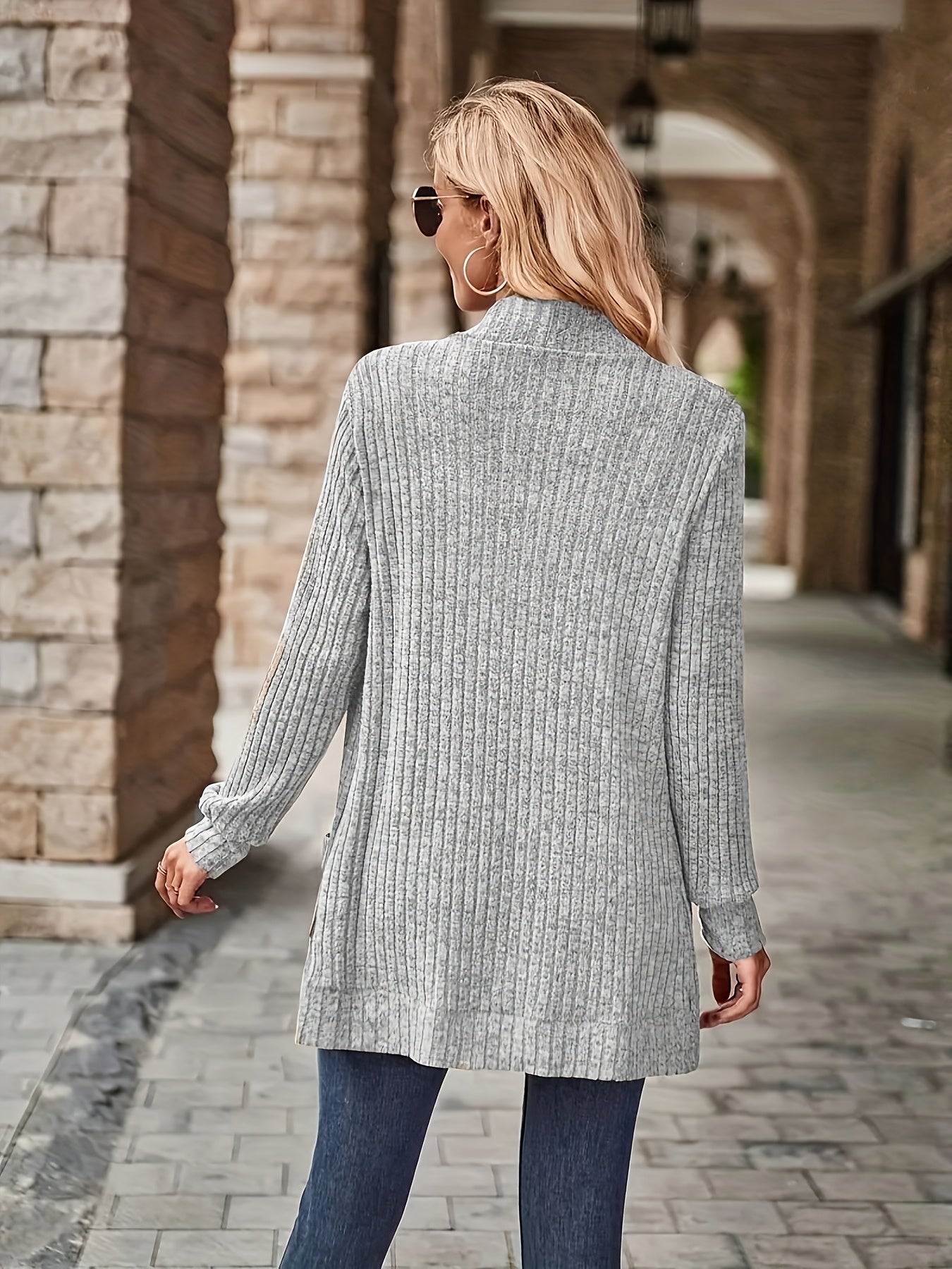 Women's Loose Casual Long Sleeve Blouse Solid Color Pocket Splicing Relaxed Fit Top 10 Colors S-XXL Spring Fall Everyday Wear