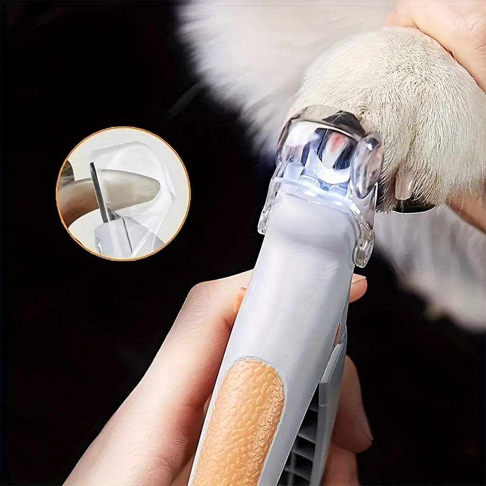 Lot de 2 coupe-griffes LED pour animaux avec poignée ergonomique antidérapante – Coupe-griffes précis et sûr pour chat et chien avec lumière LED intégrée pour un soin optimal, orange et gris, outil indispensable pour l'entretien des griffes