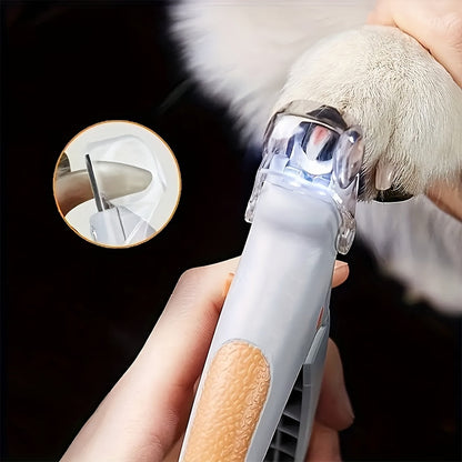 Lot de 2 coupe-griffes LED pour animaux avec poignée ergonomique antidérapante – Coupe-griffes précis et sûr pour chat et chien avec lumière LED intégrée pour un soin optimal, orange et gris, outil indispensable pour l'entretien des griffes