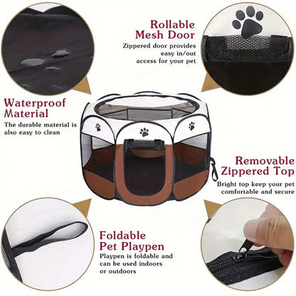 Parc pour animaux pliable et portable avec porte zippée – 3 tailles (S/M/L) Enclos grillagé rétractable pour chats, chiens, chiots et chatons, enclos anti-rayures pour intérieur et extérieur