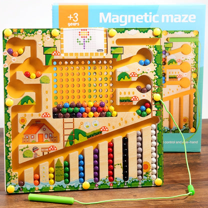 Magnetic Maze Walking Beads Toy – Mushroom Style, Color Sorting & Focus Training, Brain Development Game for Kids, Birthday Halloween Christmas Gift