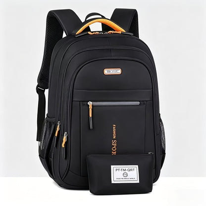 Ensemble de sac à dos de voyage grande capacité pour homme, sacoche pour ordinateur portable en nylon durable à compartiments multiples avec sangles réglables pour les voyages d'affaires et le campus – Combinaison sac à dos et sac à bandoulière