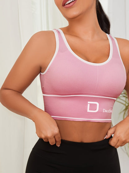 Lot de 5 brassières de sport sans fil – Brassière en nylon haute élasticité à couvrance totale pour yoga, course à pied, salle de sport, respirante et lavable en machine, couleurs assorties, imprimé DANSHEER, pack de brassières de sport pour femmes