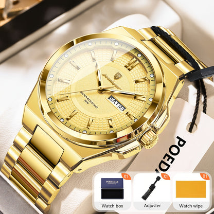 Montre à quartz pour homme POEDAGAR, étanche, lumineuse, en acier inoxydable avec affichage du calendrier hebdomadaire – Design élégant et classique, cadeau parfait pour homme, disponible en plusieurs coloris
