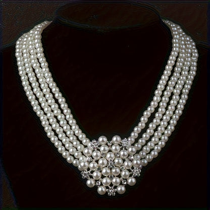 Parure de luxe collier et boucles d'oreilles pour femme – Bijoux plaqués argent perlés pour mariage, soirée et spectacle, accessoires de robe élégants