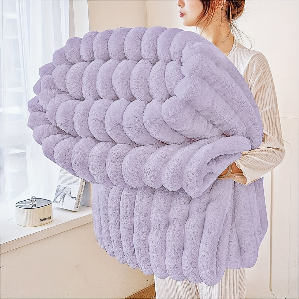 Couverture en polaire ultra-douce imitation fourrure de lapin 3D double face – Couverture confortable toutes saisons pour lit, canapé, voyage, camping | 7 couleurs, 4 tailles : blanc, gris foncé, rose, kaki, violet, gris