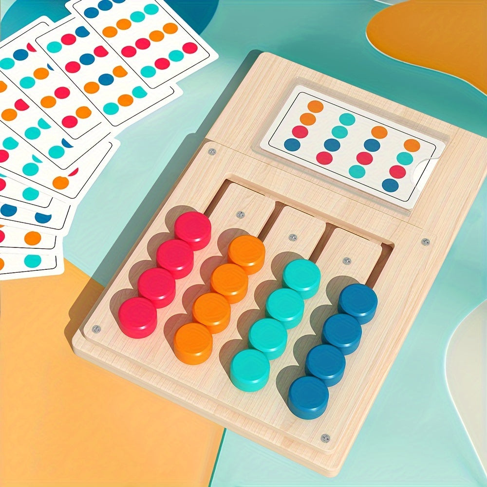 Jeu de puzzle en bois à quatre couleurs pour enfants et adultes - Casse-tête logique STEM pour améliorer la concentration, la coordination œil-main et la pensée critique, jeu de société éducatif en famille, cadeau d'anniversaire et de vacances