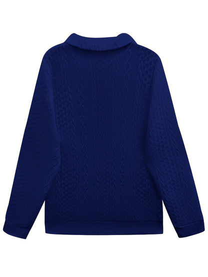 Sweat-shirt zippé pour femme avec col à revers et poche - Haut élégant à manches longues et couleur unie pour l'automne-hiver, tissu en maille doux et extensible, décontracté et stylé | 5 couleurs S-XXL