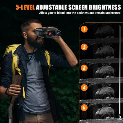 Jumelles de vision nocturne 4K pour adultes – Zoom numérique 10x, écran HD 2,8", illuminateur infrarouge 7 niveaux, photo et vidéo 12 MP, rechargeables – Parfaites pour la chasse, le bateau et l'exploration en plein air, cadeau pour hommes