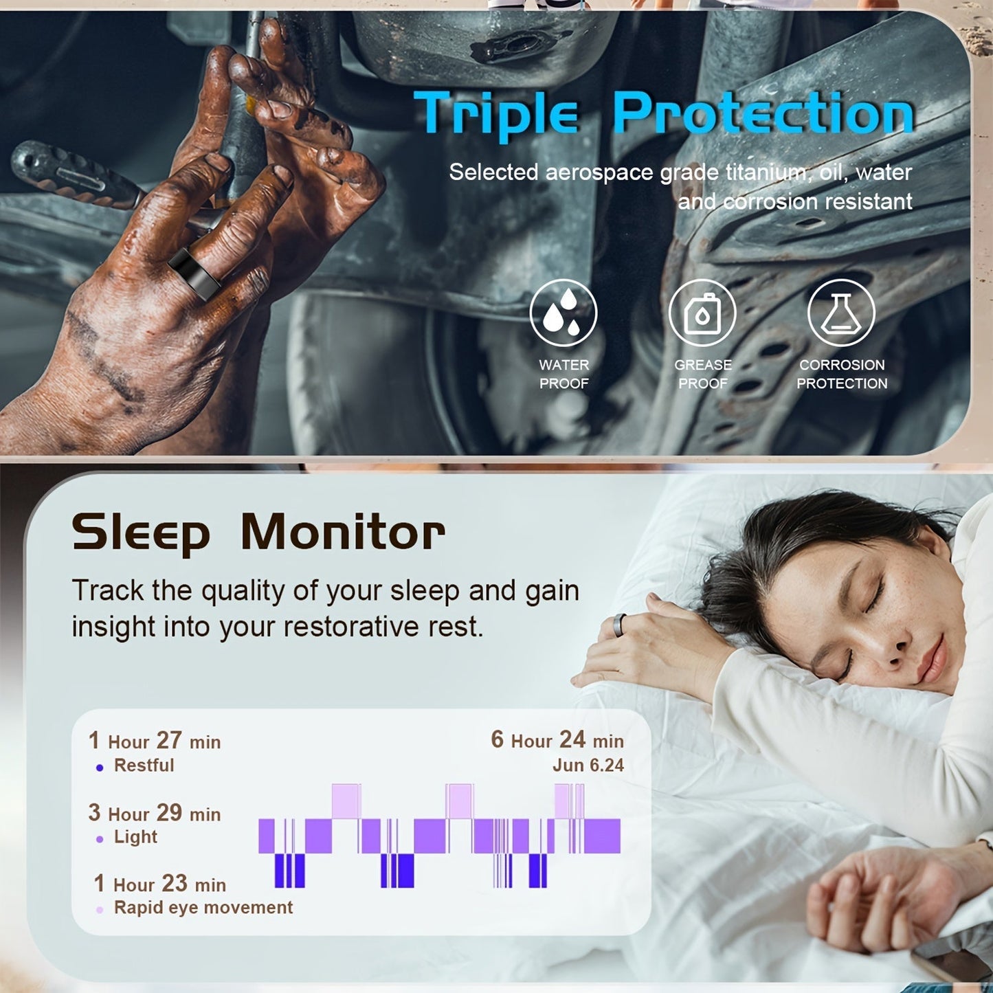 Smart Ring for Women – Fitness Tracker with Heart Rate, Sleep Monitor, Stress & Menstrual Tracking, 100+ Sports Modes, IP68 Waterproof, No Subscription, iPhone & Android