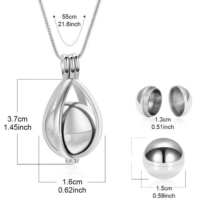 Collier commémoratif en forme de goutte d'eau pour cendres - Pendentif funéraire en acier inoxydable pour cendres humaines ou d'animaux, cheveux, parfum ou sable, bijou de deuil pour la perte d'un être cher ou d'un animal de compagnie
