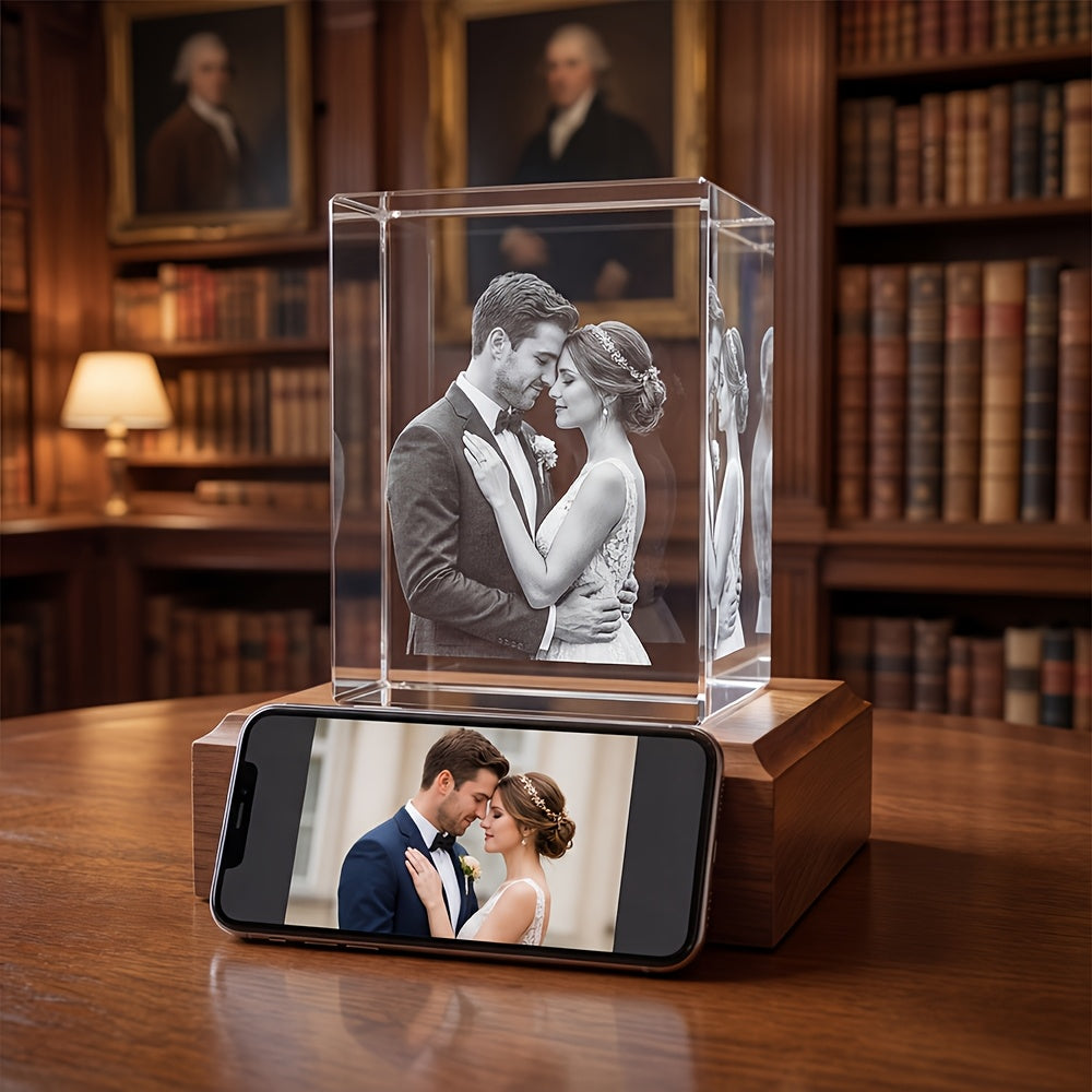 Cube en cristal personnalisé avec gravure sur mesure - Cadeau commémoratif 3D pour chiens et chats, souvenir unique pour la Saint-Valentin, la fête des mères, un anniversaire, cube en cristal avec photo personnalisée pour les amoureux des animaux
