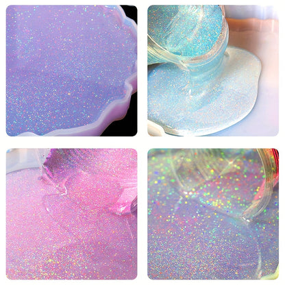 Set de paillettes holographiques 12 couleurs – Poudre scintillante fine pour nail art, corps, visage, résine et projets créatifs | Cadeau de Noël et Halloween