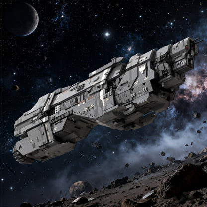 6595 Pieces MOC Sci-Fi Heavy Cruiser UNSC Warship Building Kit – Modular Micro Bricks Collectible Interstellar Vessel Model for Adults, Space Enthusiasts, Home Office Display Decor & Gift