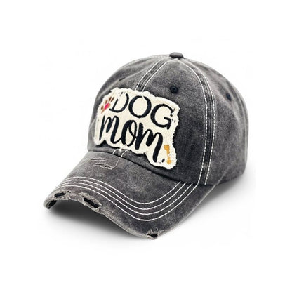 Casquette de baseball vintage brodée avec patte et os pour maman de chien – 100 % coton, respirante, réglable, protection UV, cadeau pour amoureux des chiens, disponible en rose, noir, bleu sarcelle et kaki
